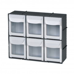 Plasdent 6-Bin Unit  - White Frame (11 ¹³⁄₁₆" W x 10"H x 4"D)